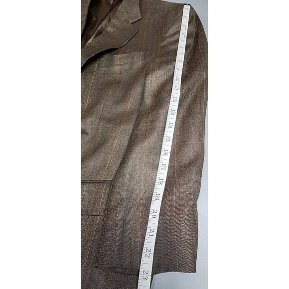 VERSINI Sport Coat Size 44R Silk Blend Blazer Shepherd's Check‎ Tan - Picture 12 of 13